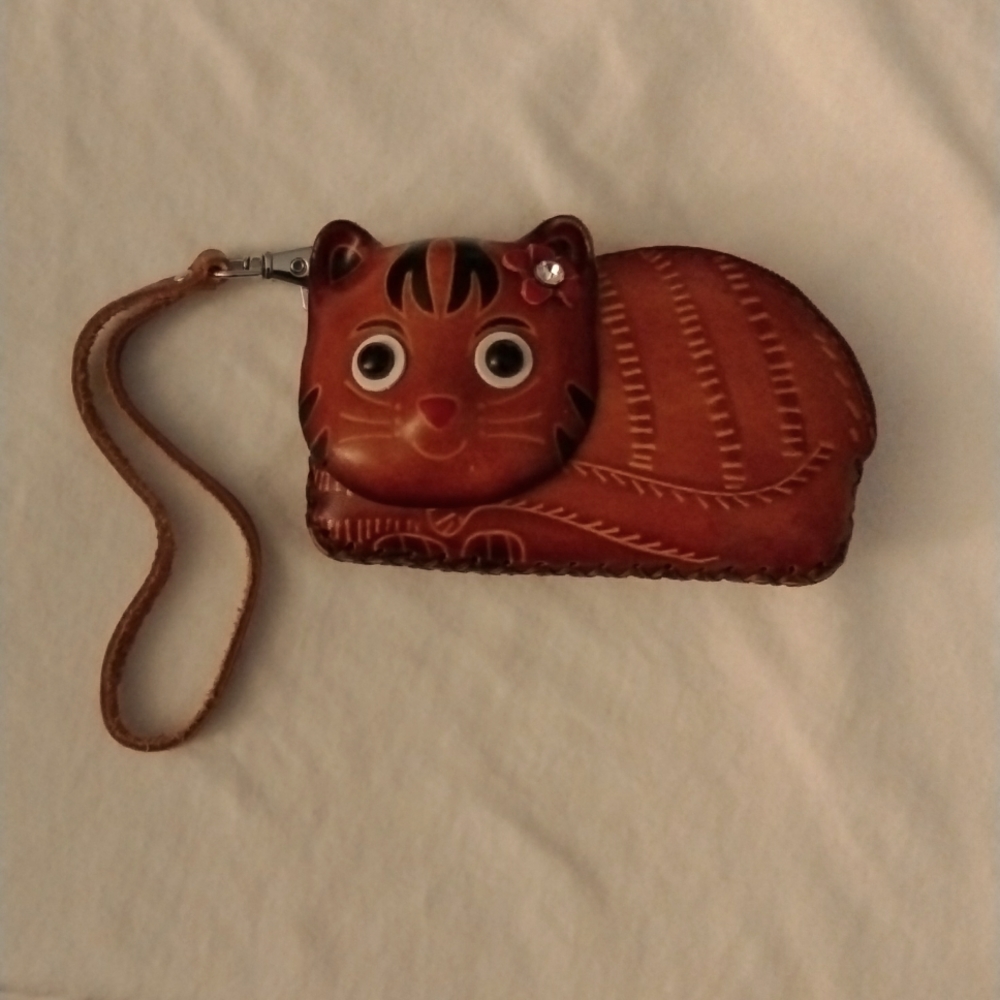 Real leather cat coin purse